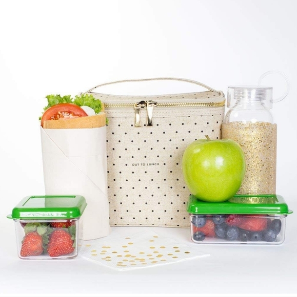 Kate Spade New York Lunch Tote Deco Dots Out to Lunch Coated Linen Cover - Picture 16 of 16
